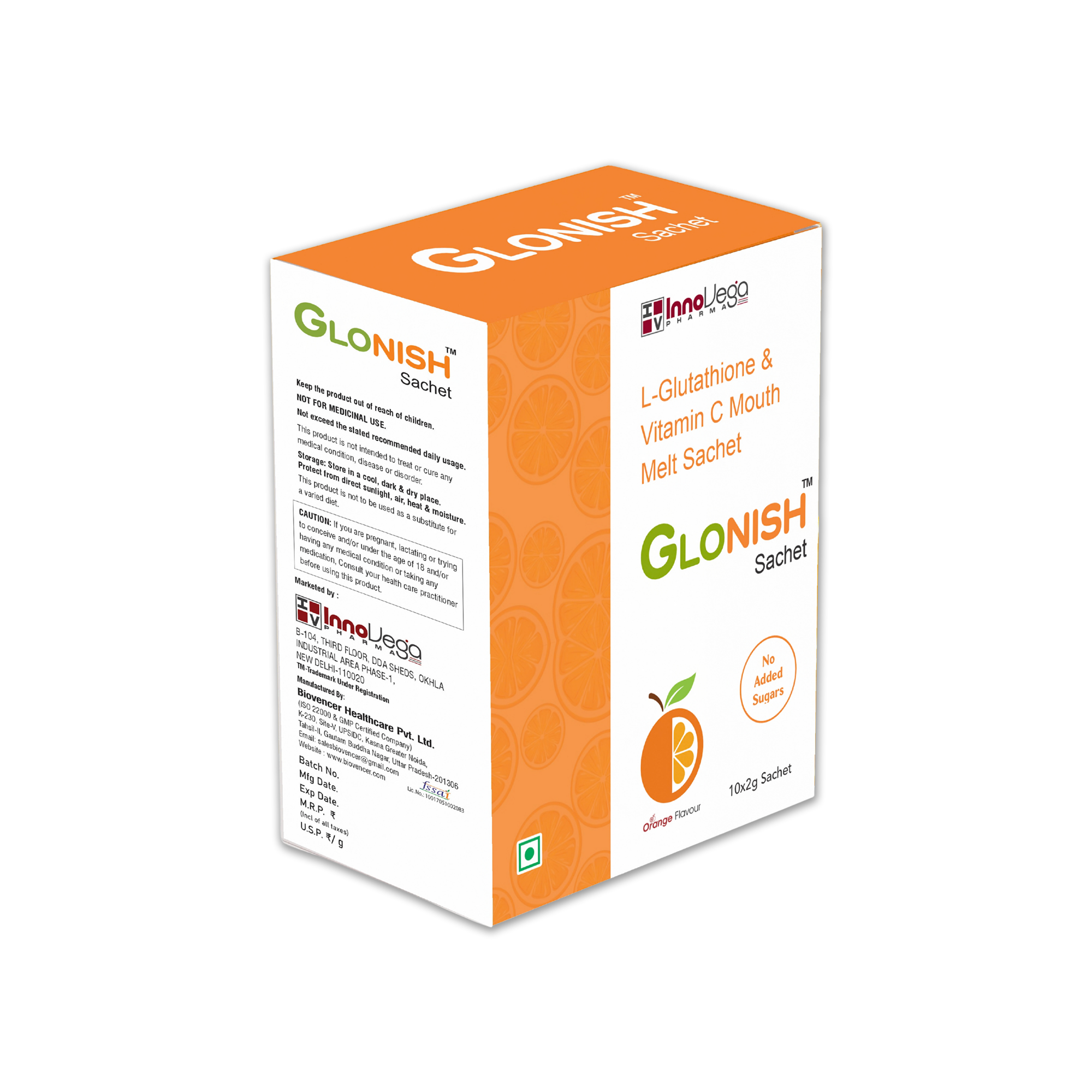glutathione sachet GLONISH™ L-Glutathione & Vitamin C Mouth Melt Sachets – Innovega Pharma